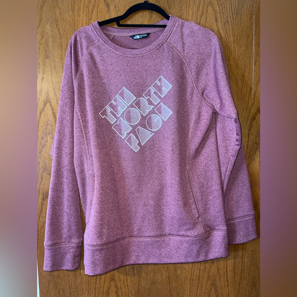Ladies North Face Pink Burgundy Crewneck with pockets Women’s LARGE